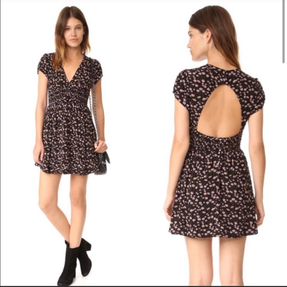 Free People Black and Purple Floral Mini Dress
